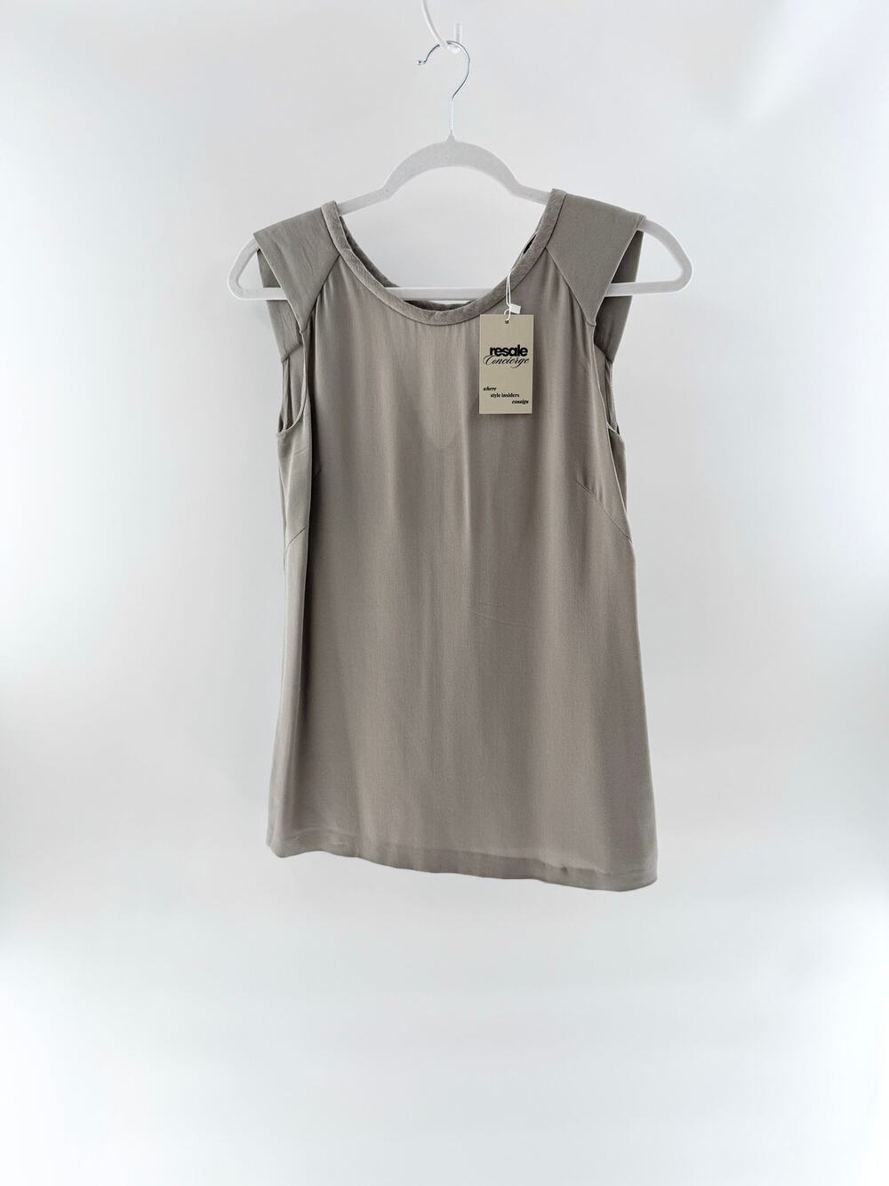 Brunello Cucinelli Sleeveless Round Neck Silk Blouse Top Gray Women's Size Small
